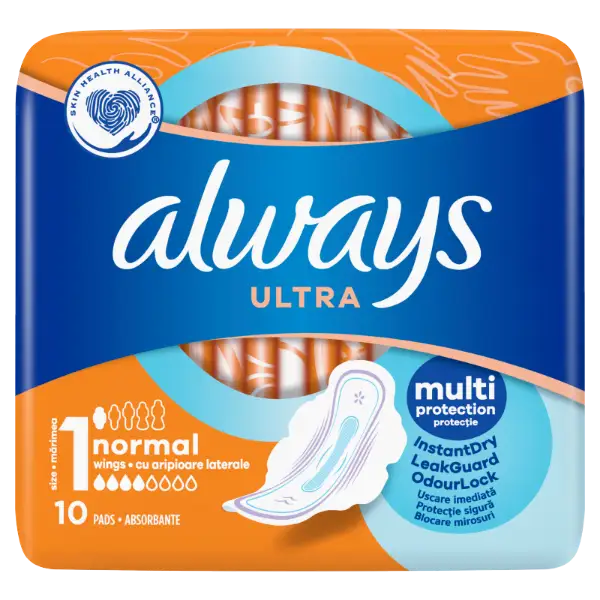 Always Ultra Normal (1-es méret) Szárnyas Egészségügyi Betét, 10 Db termékhez kapcsolódó kép