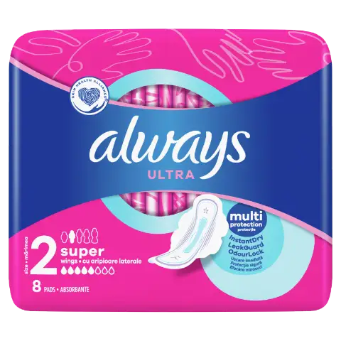 Always Ultra Super (2-es méret) Szárnyas Egészségügyi Betét, 8 Db termékhez kapcsolódó kép