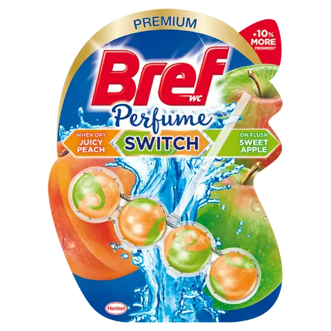 Bref Perfume Switch Juicy Peach-Sweet Apple WC frissítő 50 g termékhez kapcsolódó kép