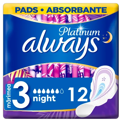 Always Platinum Night (3-as méret) Szárnyas Egészségügyi Betét, 12 db termékhez kapcsolódó kép