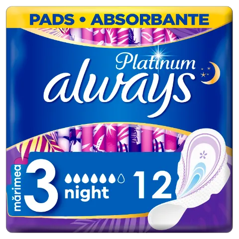 Always Platinum Night (3-as méret) Szárnyas Egészségügyi Betét, 12 db termékhez kapcsolódó kép