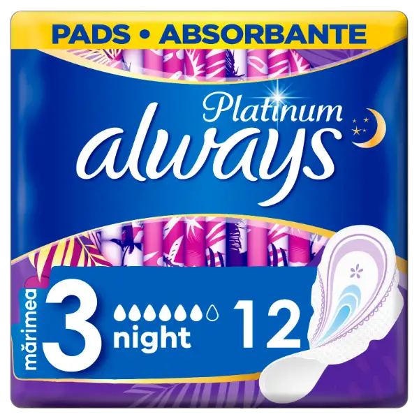 Always Platinum Night (3-as méret) Szárnyas Egészségügyi Betét, 12 db termékhez kapcsolódó kép