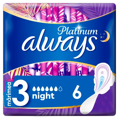 Always Platinum Night (3-as méret) Szárnyas Egészségügyi Betét, 6 db termékhez kapcsolódó kép