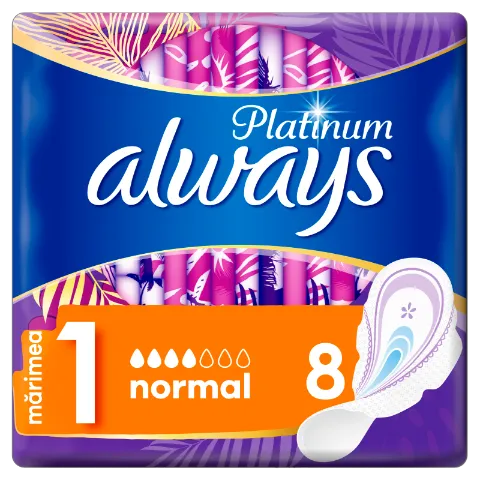 Always Platinum Normal (1-es méret) Szárnyas Egészségügyi Betét, 8 db termékhez kapcsolódó kép