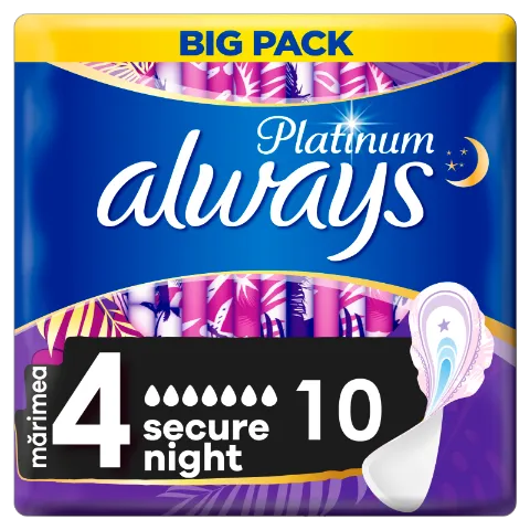 Always Platinum Secure Night (4-Es Méret) Szárnyas Egészségügyi Betét, 10 db termékhez kapcsolódó kép