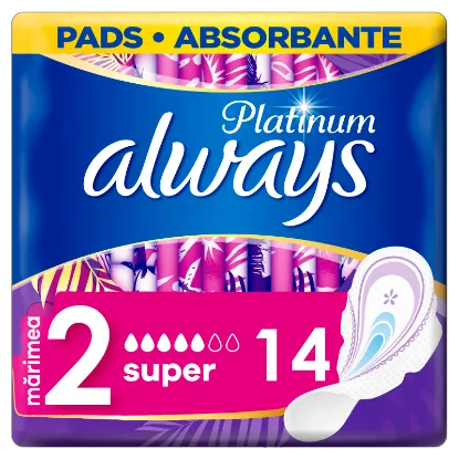 Always Platinum Super (2-es méret) Szárnyas Egészségügyi Betét, 14 db termékhez kapcsolódó kép