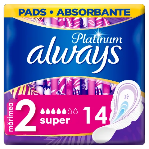 Always Platinum Super (2-es méret) Szárnyas Egészségügyi Betét, 14 db termékhez kapcsolódó kép