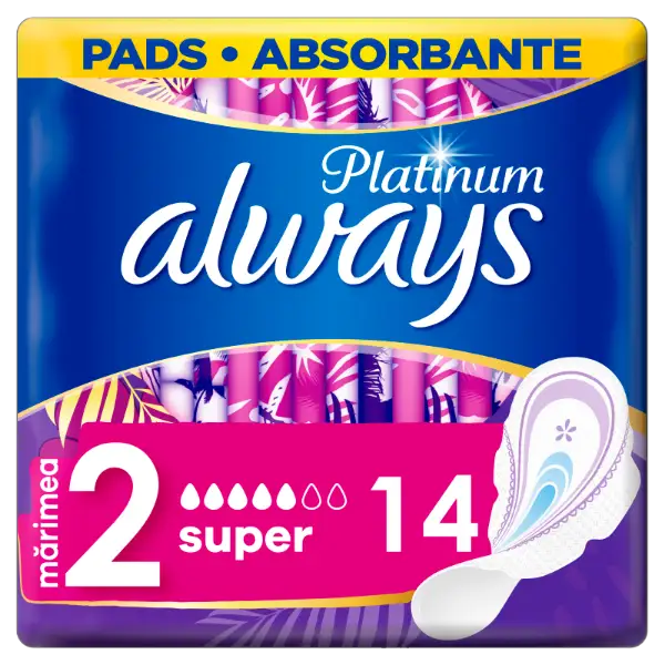 Always Platinum Super (2-es méret) Szárnyas Egészségügyi Betét, 14 db termékhez kapcsolódó kép