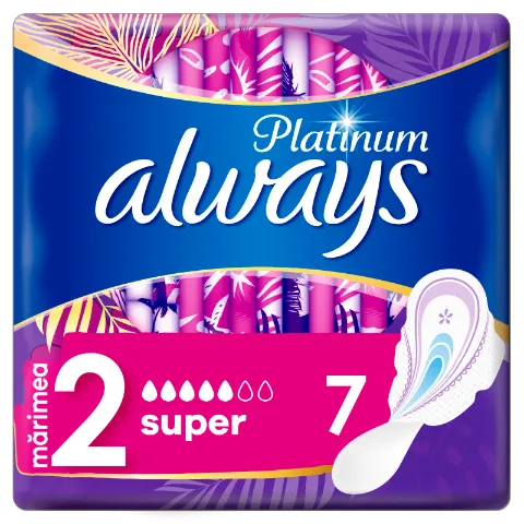 Always Platinum Super (2-es méret) Szárnyas Egészségügyi Betét, 7 db termékhez kapcsolódó kép