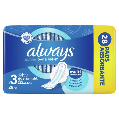 Always Ultra Day & Night (3-as méret) Szárnyas Egészségügyi Betét, 28 Db termékhez kapcsolódó kép