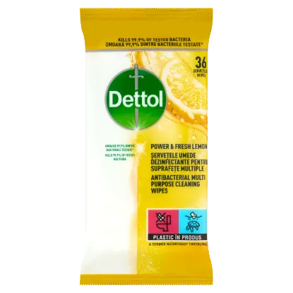 Dettol Power & Fresh Frissítő Citrom & Lime univerzális felülettisztító törlőkendő 36 db termékhez kapcsolódó kép