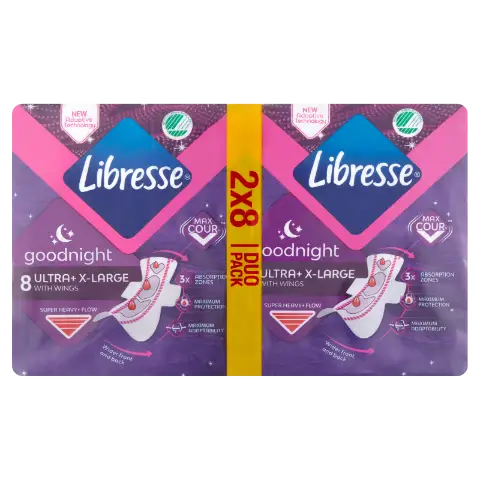 Libresse Ultra+ X-Large Goodnight egészségügyi betét, éjszakai használatra 16 db termékhez kapcsolódó kép