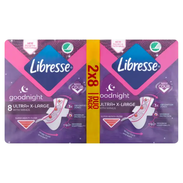 Libresse Ultra+ X-Large Goodnight egészségügyi betét, éjszakai használatra 16 db termékhez kapcsolódó kép