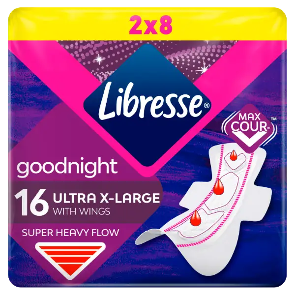 Libresse Ultra+ X-Large Goodnight egészségügyi betét, éjszakai használatra 16 db termékhez kapcsolódó kép