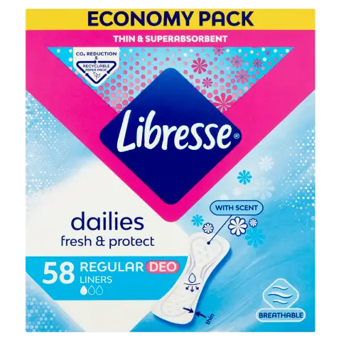 Libresse  Dailies V-Protection & Freshness Regular Deo illatosított tisztasági betét 58 db termékhez kapcsolódó kép