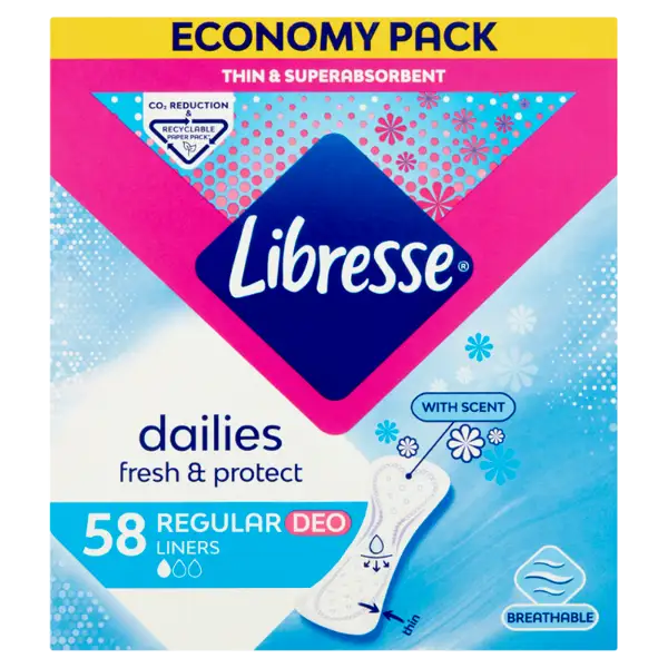 Libresse  Dailies V-Protection & Freshness Regular Deo illatosított tisztasági betét 58 db termékhez kapcsolódó kép