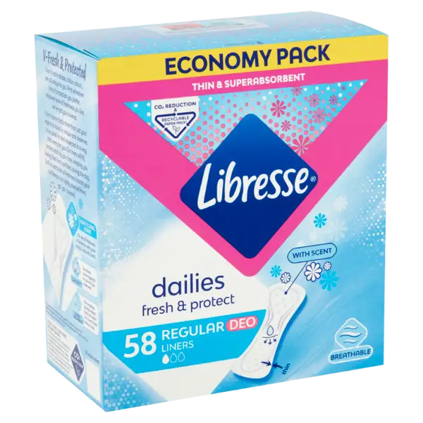 Libresse  Dailies V-Protection & Freshness Regular Deo illatosított tisztasági betét 58 db termékhez kapcsolódó kép