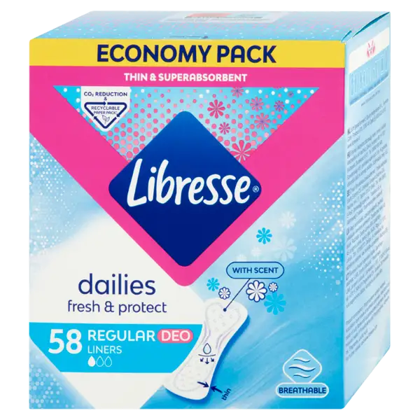 Libresse  Dailies V-Protection & Freshness Regular Deo illatosított tisztasági betét 58 db termékhez kapcsolódó kép