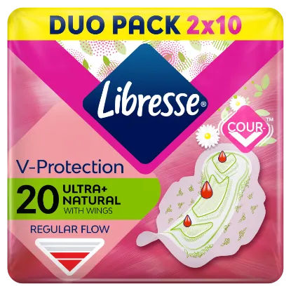 Libresse Ultra+ Natural V-Protection egészségügyi betét aloe vera kivonattal 20 db termékhez kapcsolódó kép