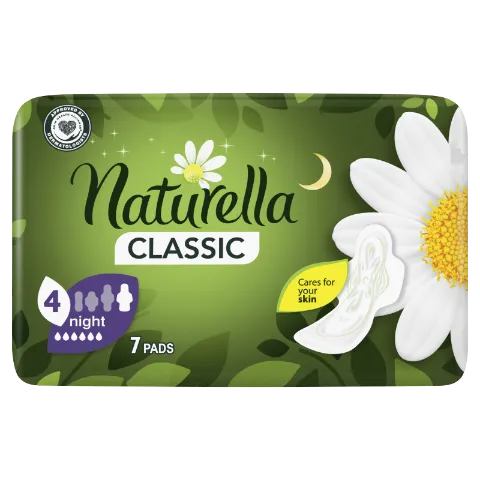 Naturella Classic Night Camomile Egészségügyi Betét szárnyas betét x7 termékhez kapcsolódó kép