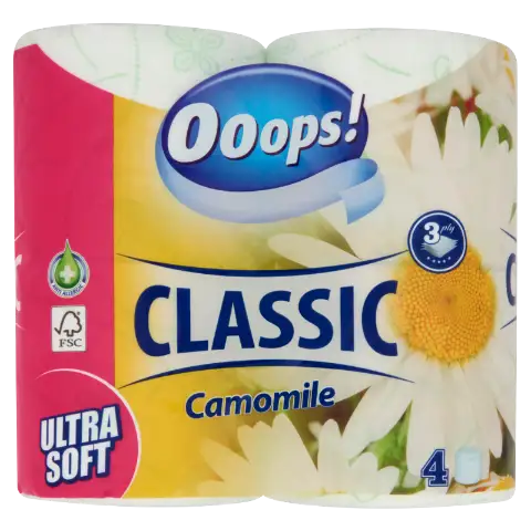 Ooops! Classic Camomile toalettpapír 3 rétegű 4 tekercs termékhez kapcsolódó kép