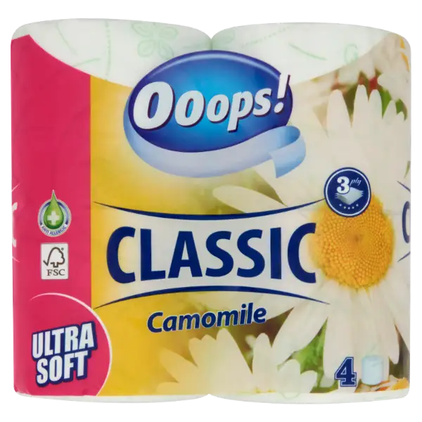 Ooops! Classic Camomile toalettpapír 3 rétegű 4 tekercs termékhez kapcsolódó kép