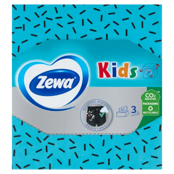 Zewa Kids dobozos illatmentes papír zsebkendő 3 rétegű 60 db termékhez kapcsolódó kép