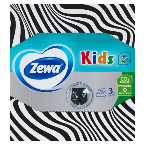 Zewa Kids dobozos illatmentes papír zsebkendő 3 rétegű 60 db termékhez kapcsolódó kép