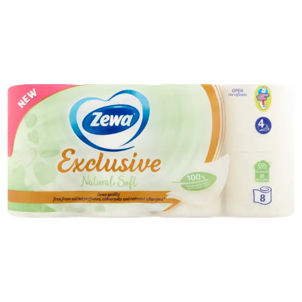 Zewa Exclusive Natural Soft toalettpapír 4 rétegű 8 tekercs termékhez kapcsolódó kép