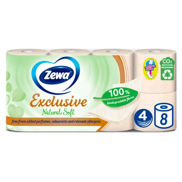 Zewa Exclusive Natural Soft toalettpapír 4 rétegű 8 tekercs termékhez kapcsolódó kép