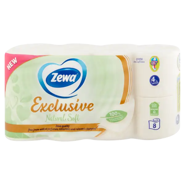 Zewa Exclusive Natural Soft toalettpapír 4 rétegű 8 tekercs termékhez kapcsolódó kép