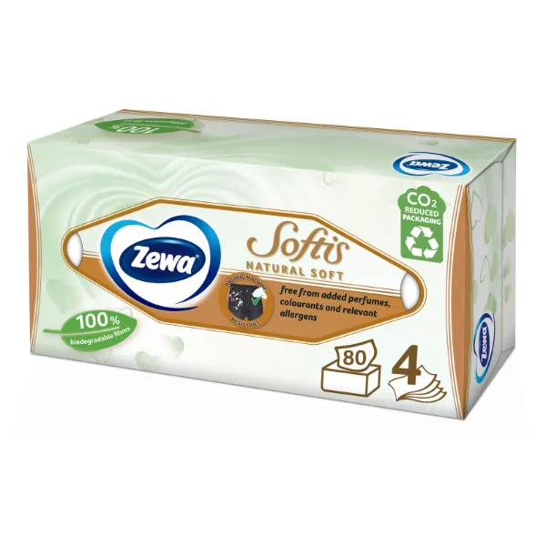 Zewa Softis Natural Soft dobozos papír zsebkendő 4 rétegű 80 db termékhez kapcsolódó kép