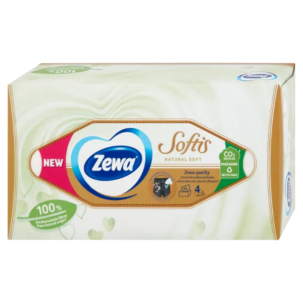 Zewa Softis Natural Soft dobozos papír zsebkendő 4 rétegű 80 db termékhez kapcsolódó kép