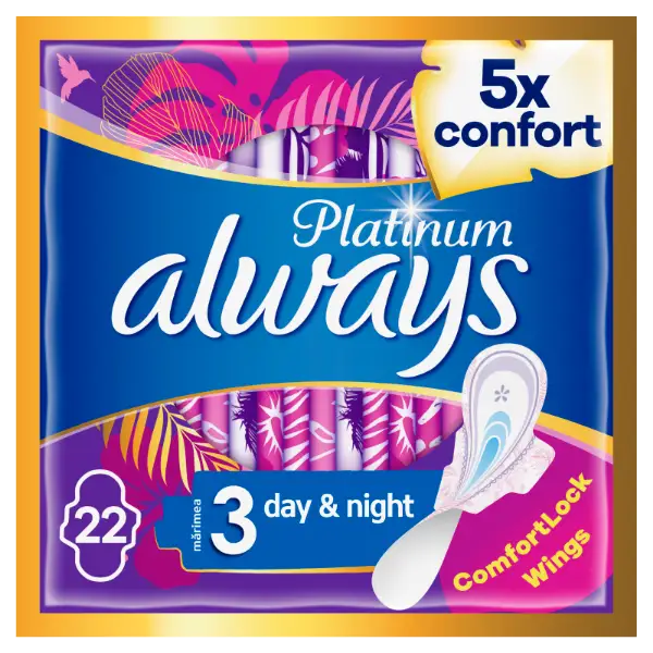 Always Platinum Day & Night Szárnyas Egészségügyi Betét, 22 db termékhez kapcsolódó kép