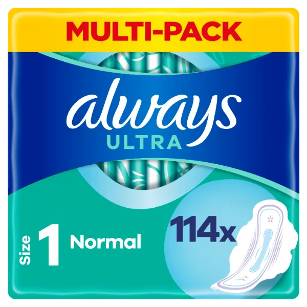 Always Ultra Normal (1-es méret) Szárnyas Egészségügyi Betét, 114 Db termékhez kapcsolódó kép