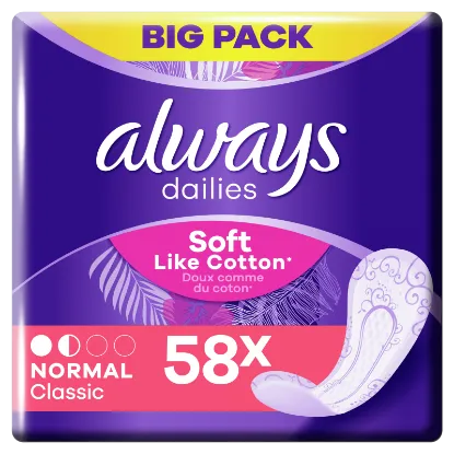 Always Dailies Normal Classic Soft Like Cotton  Tisztasági Betét, 58 db termékhez kapcsolódó kép