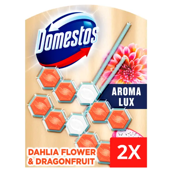 DOMESTOS Aroma Lux Dahlia Flower & Dragonfruit WC frissítő blokk 2 x 55 g termékhez kapcsolódó kép