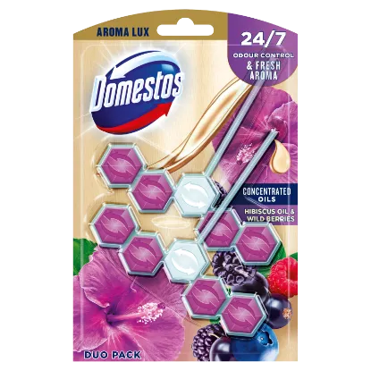DOMESTOS Aroma Lux Hibiscus Oil & Wild Berries WC frissítő blokk 2 x 55 g termékhez kapcsolódó kép