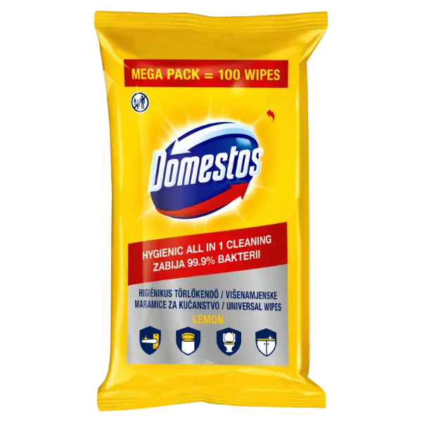 DOMESTOS Lemon higiénikus törlőkendő 100 db termékhez kapcsolódó kép