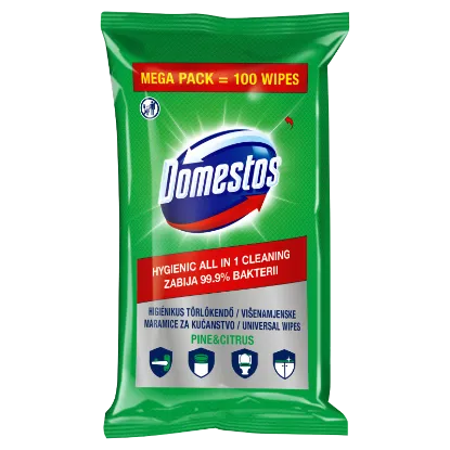 DOMESTOS Pine higiénikus törlőkendő 100 db termékhez kapcsolódó kép