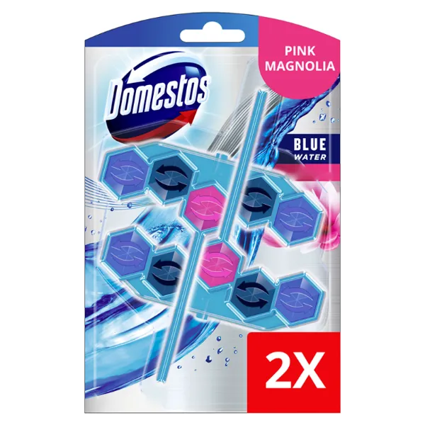 DOMESTOS Power5+ Pink Magnolia Active Blue Water WC frissítő blokk 2 x 53 g termékhez kapcsolódó kép