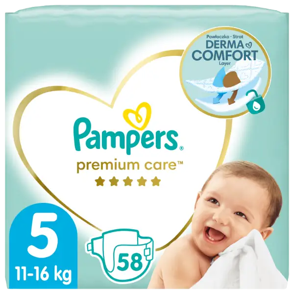 Pampers Premium Care Pelenka, 5 Méret, 58 db, 11kg-16kg termékhez kapcsolódó kép