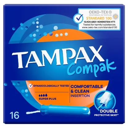 Tampax Compak Super Plus Applikátoros Tampon, 16 db termékhez kapcsolódó kép