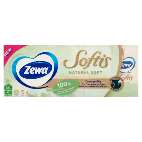 Zewa Softis Natural Soft papír zsebkendő 4 rétegű 10 x 9 db termékhez kapcsolódó kép