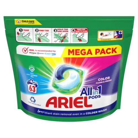 Ariel All-in-1 PODS Color folyékony mosókapszula, 63 Mosáshoz termékhez kapcsolódó kép
