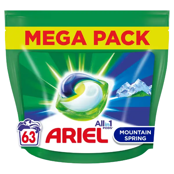 Ariel All-in-1 PODS Mountain Spring folyékony mosókapszula  63 Mosáshoz termékhez kapcsolódó kép