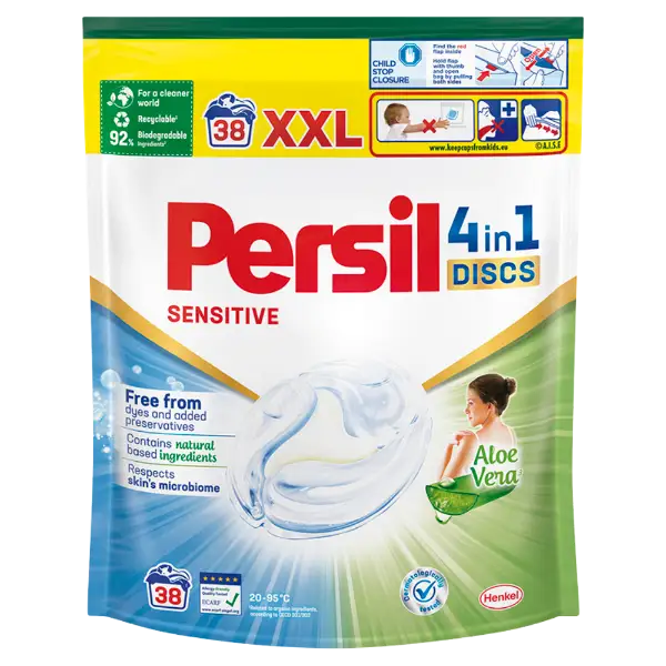 Persil Discs Sensitive mosószer  fehér és világos ruhához 38 mosás 950 g termékhez kapcsolódó kép