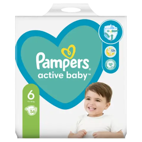 Pampers Active Baby 6, 56 Db Pelenka, 13kg-18kg termékhez kapcsolódó kép