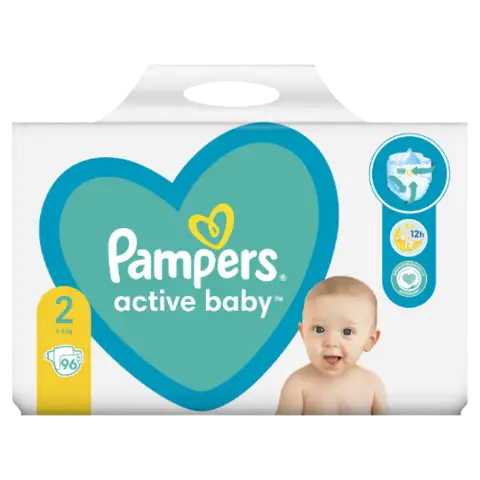 Pampers Active Baby Pelenka, Méret: 2, 96 db, 4kg-8kg termékhez kapcsolódó kép