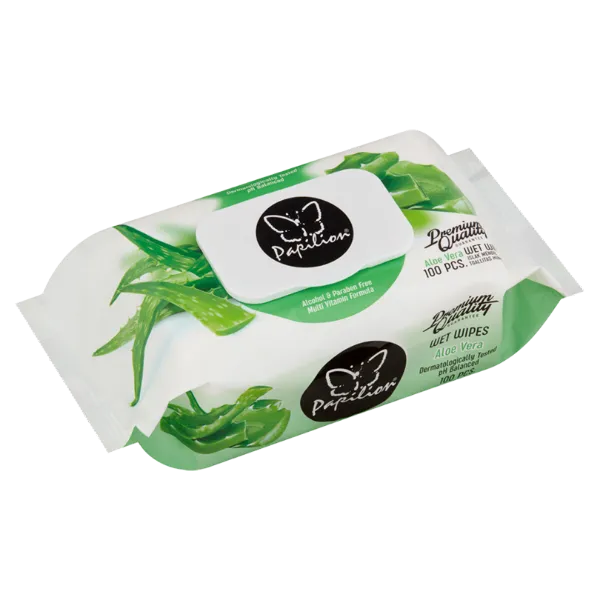 PAPILION ALOE VERA NEDVES TÖRLŐKENDŐ 100 LAPOS KUPAKOS termékhez kapcsolódó kép